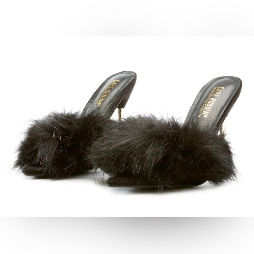 Fur Open Toe Heels